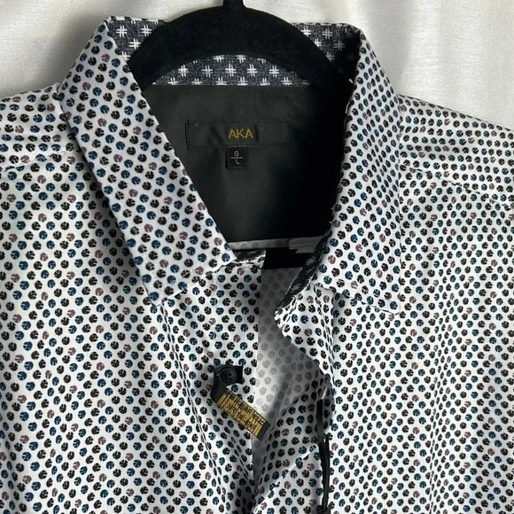 A.K.A.  silk look dress shirt .Small,MED,LG ,1X., two tone contrasting cuff - Picture 5 of 11